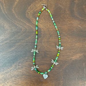Green dragon fly locket necklace